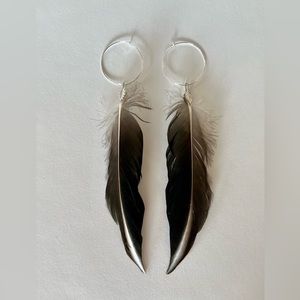 Hoop Feather Earrings - Handcrafted - Duck Feathers